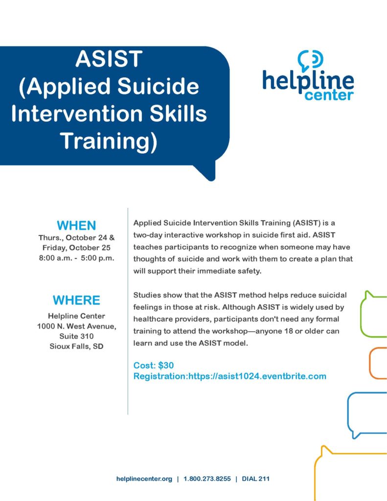 Asist Applied Suicide Intervention Skills Training Helpline Center 6596
