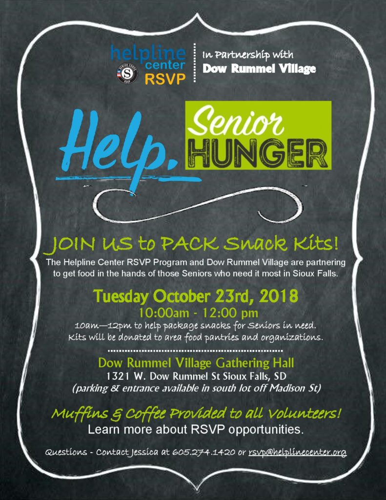 Help Senior Hunger Tuesday October 23rd Helpline Center